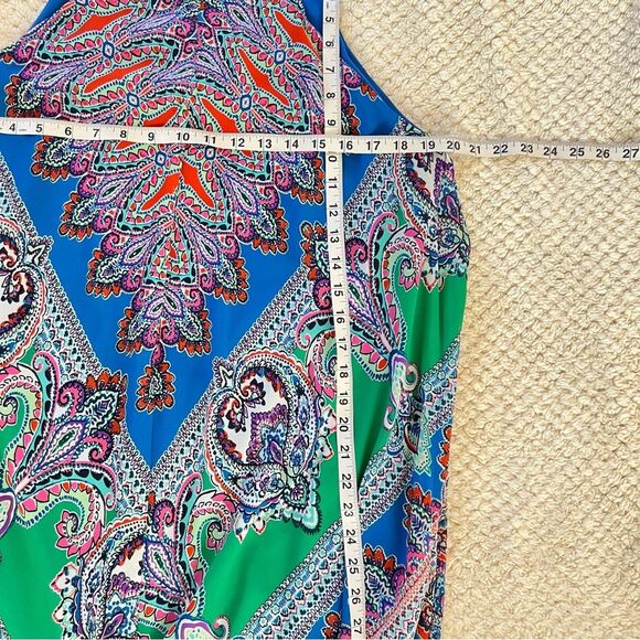 Y2K MSK Colorful Paisley Festival Hanky Hem Halter Fairycore Whimsy Dress Sz.12 - Picture 6 of 14